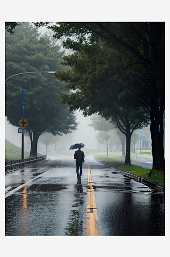 精致美丽下雨道路自然风景图片