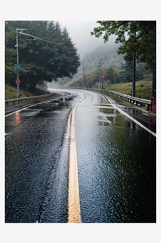 精致美丽下雨道路自然风景图片