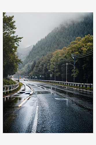 精致美丽下雨道路自然风景图片