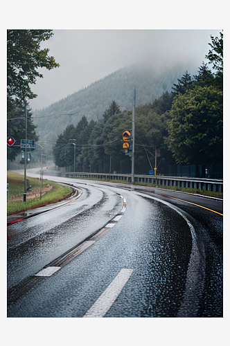 精致美丽下雨道路自然风景图片