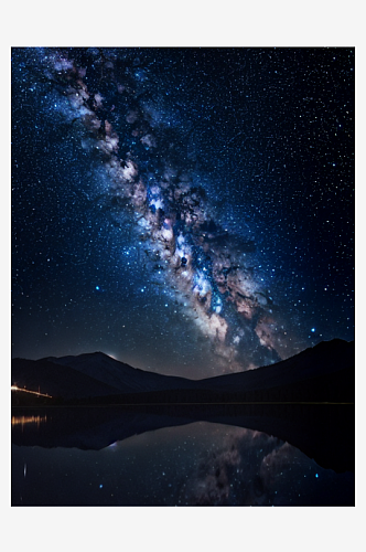 夜晚银河系星光闪烁景色图片