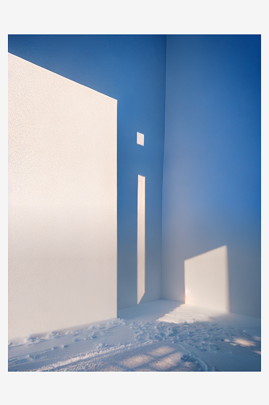摄影风墙头堆积的雪AI数字艺术