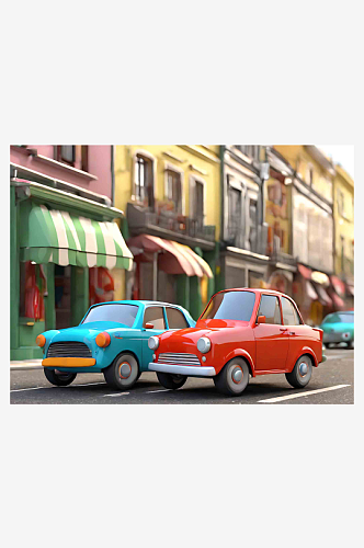 3D模型卡通小汽车AI数字艺术