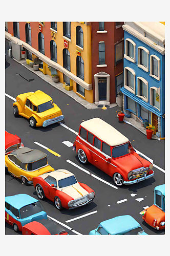 3D模型卡通小汽车AI数字艺术