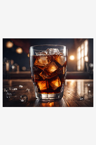 AI数字艺术摄影风格加冰的可乐