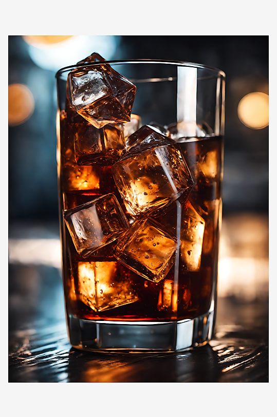 AI数字艺术摄影风加冰的可乐