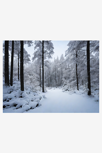 AI数字艺术摄影风大雪覆盖的森林