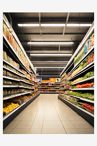 AI数字艺术摄影风超市货架