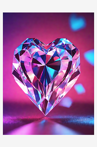 AI数字艺术粉色爱心钻石