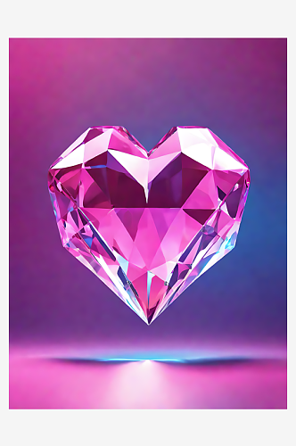 AI数字艺术粉色爱心钻石