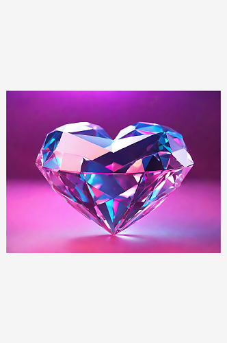 粉色爱心钻石AI数字艺术