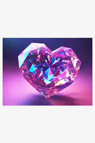 粉色爱心钻石AI数字艺术