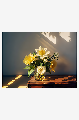AI数字艺术摄影风被阳光照射的花