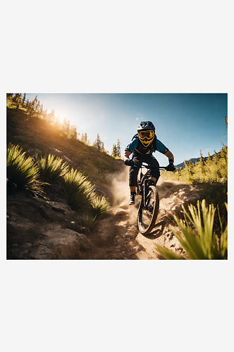 AI数字艺术摄影风山地骑自行车