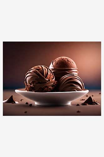 摄影风巧克力味雪糕AI数字艺术