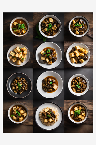 AI数字艺术摄影风香菇炖豆腐