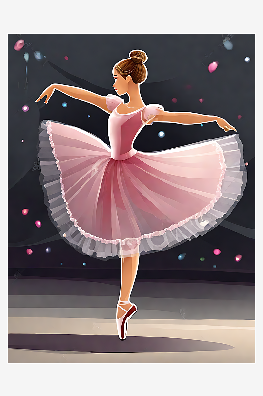 AI数字艺术卡通风芭蕾舞女孩插画