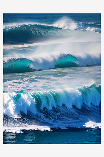 AI数字艺术摄影风海洋上的海浪