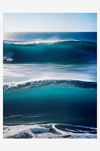 AI数字艺术摄影风海洋上的海浪