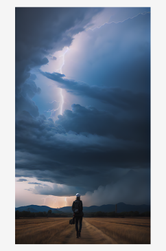 AI数字艺术天空电闪雷鸣写实摄影