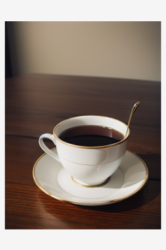 桌上的一杯茶写实摄影AI数字艺术