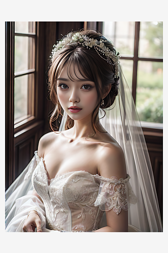 AI数字艺术美丽的新娘写实摄影