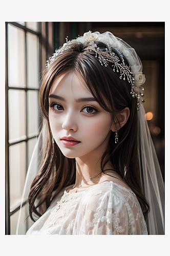 AI数字艺术美丽的新娘写实摄影