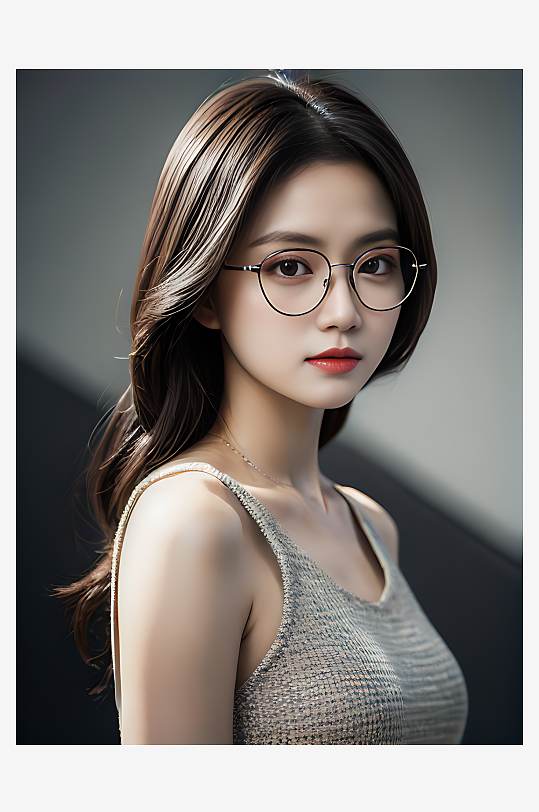 戴眼镜的美女写实摄影AI数字艺术