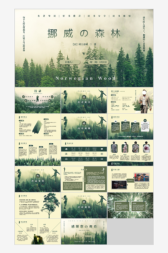 挪威的森林名著解析PPT模板-众图网