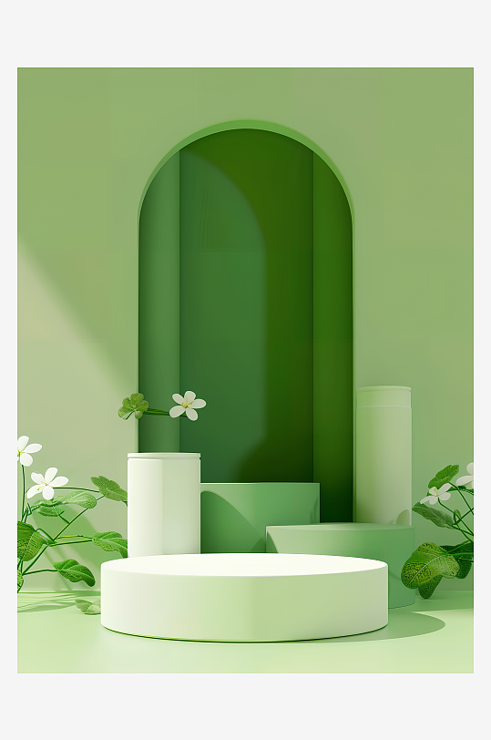 3D植物主题电商产品展台背景