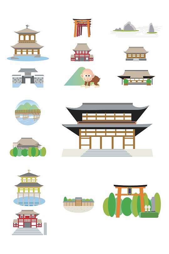 古城元素免扣矢量图标cdr