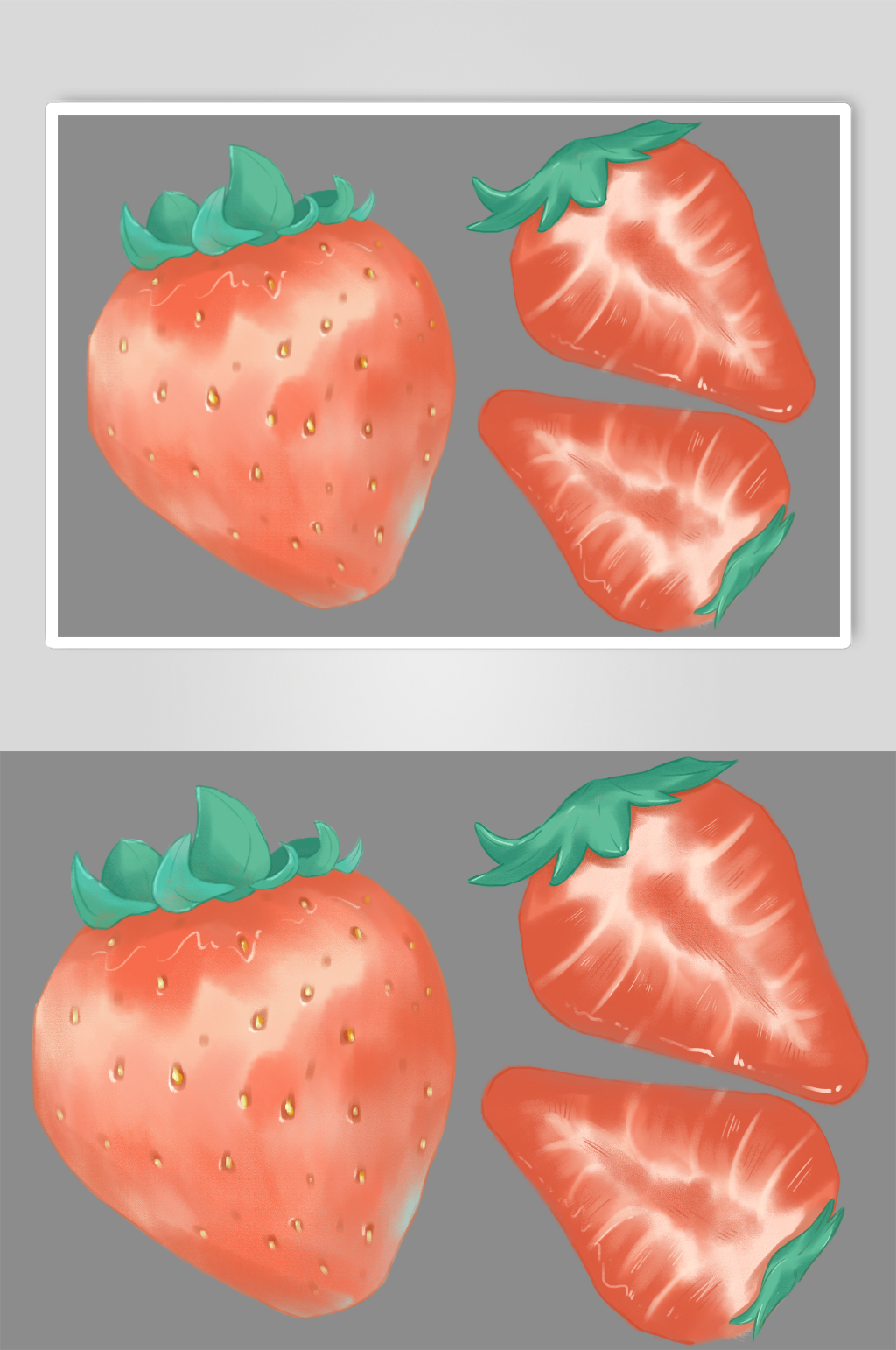 可爱清新风手绘草莓水果元素插画素材