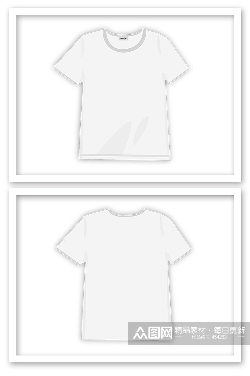 白色短袖T恤矢量元素素材
