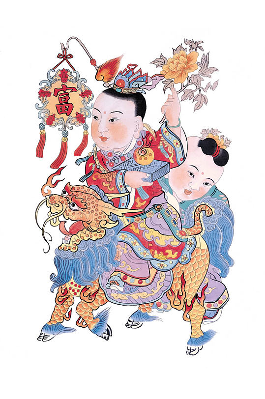 高清和合二仙年画