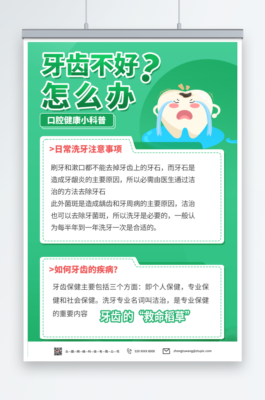绿色口腔知识科普海报素材
