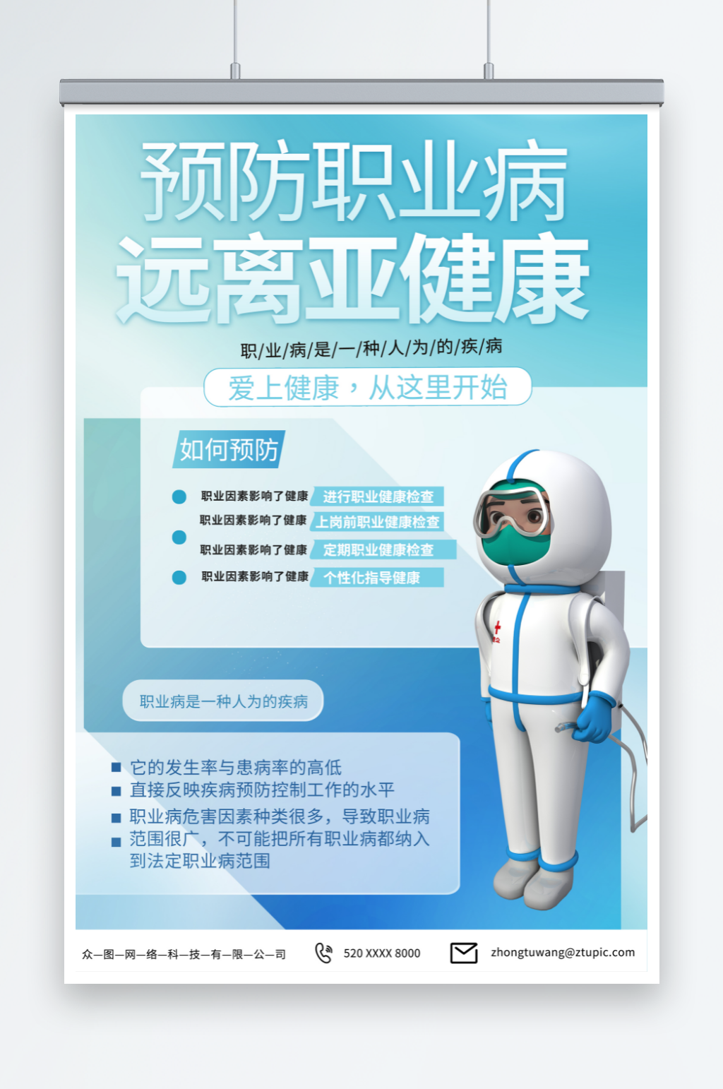 青色預(yù)防職業(yè)病醫(yī)療模型海報(bào)素材