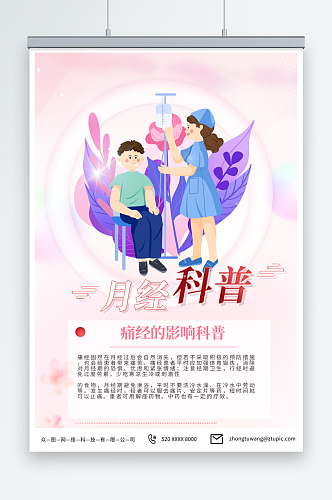 创意女性生理期痛经月经不调知识科普海报