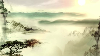 云间仙山水墨动态背景视频-众图网