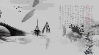 水墨山水画卷流动背景视频-众图网