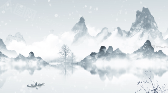 水墨江上白雪中国风背景视频-众图网