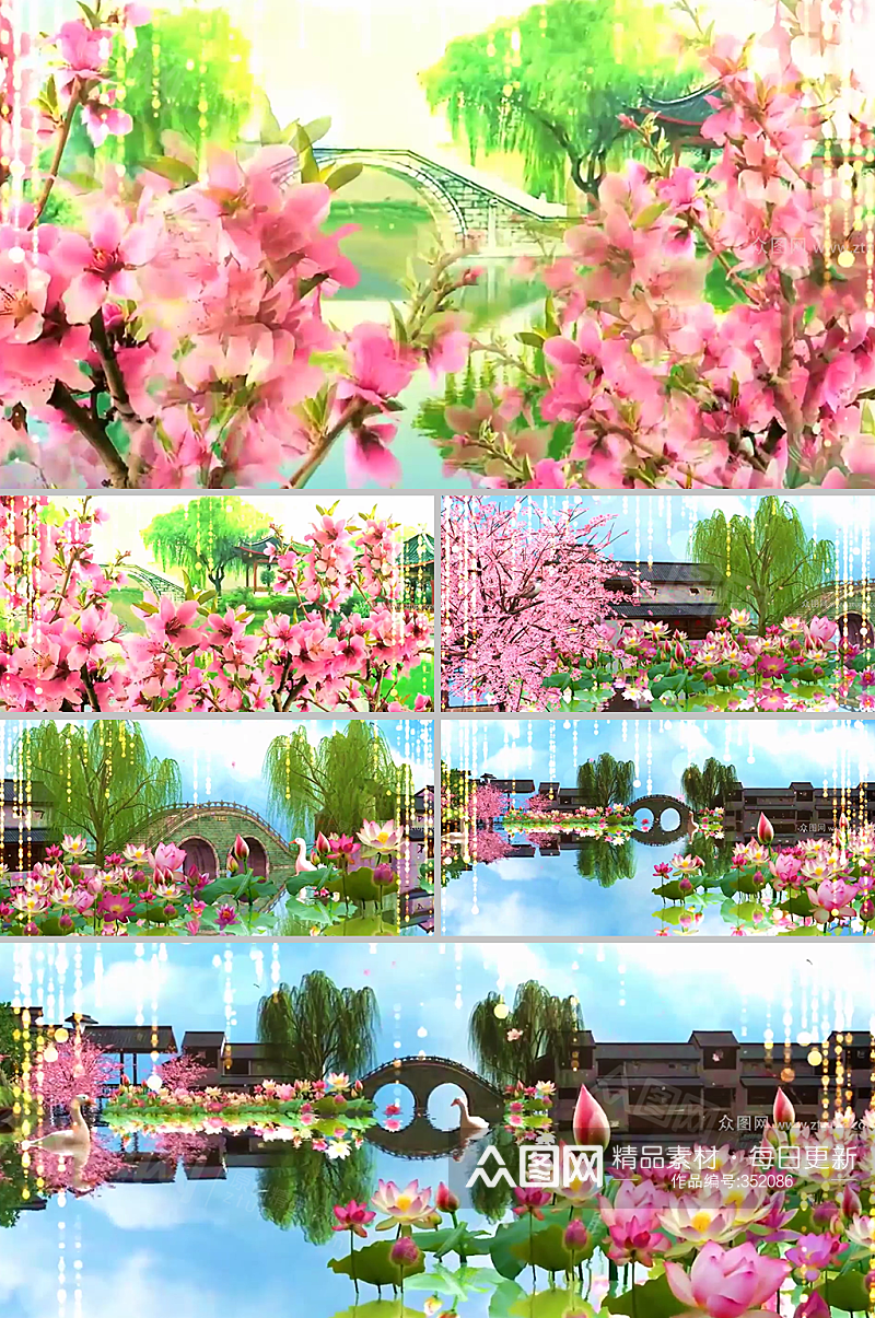 春暖花开江南景色背景视频素材