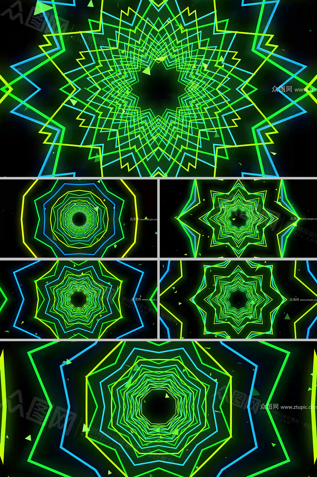 魔幻花型纹饰隧道背景视频素材