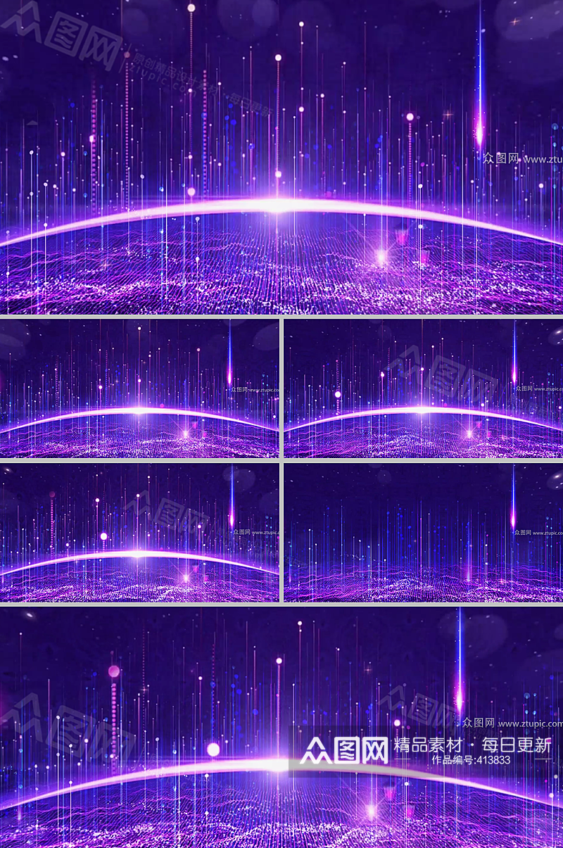 紫色闪耀科技粒子背景视频素材