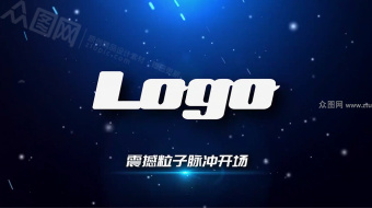 蓝色粒子脉冲标题视频模板-众图网