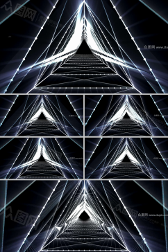 银白三角科技隧道背景视频