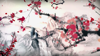 风雪山梅古风背景视频素材-众图网