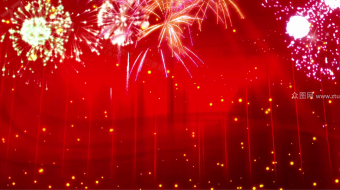 喜庆烟花红色背景视频素材-众图网