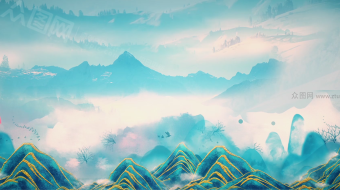 中国风水墨山川长卷背景视频素材-众图网