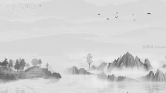 水墨归鸟山水LED背景视频-众图网
