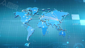 蓝色科技辐射全球地图视频-众图网